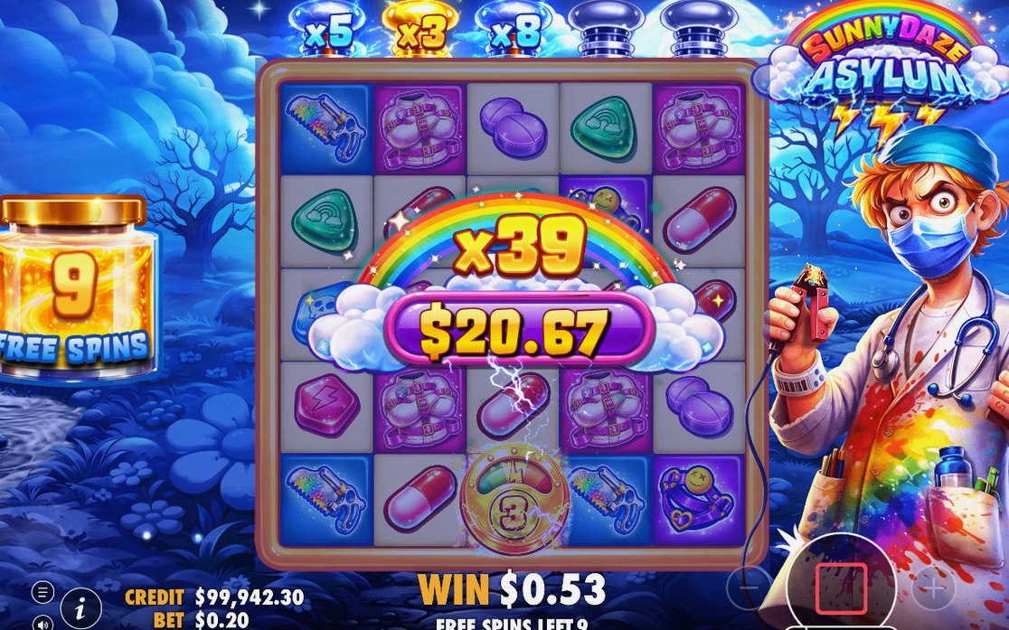 A cascade under a multiplier badge from the scatter
