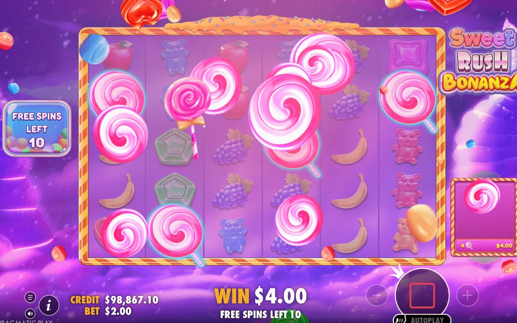 Sweet Rush Bonanza free spins with marked multiplier spots