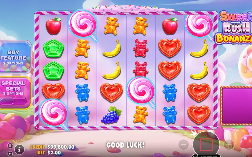 Sweet Rush Bonanza bonus symbols filling the grid